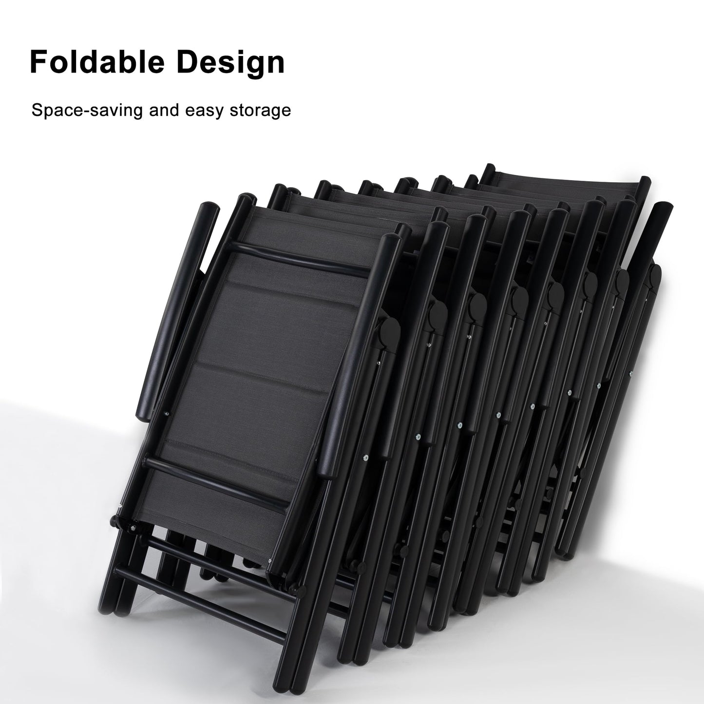Purple Leaf 9-Piece Outdoor Dining Set with Folding Chairs & Aluminum Table – Black